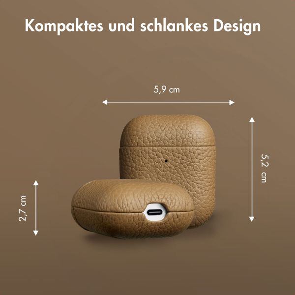Accezz Echtleder Case  Apple AirPods 1 / 2 - Taupe