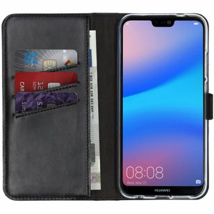 Selencia Echtleder Klapphülle Huawei P20 Lite - Schwarz