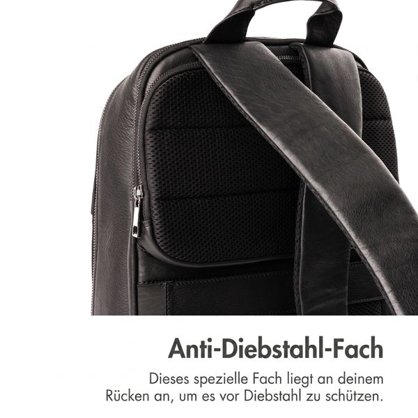 Accezz Leather Laptop Rucksack 16 Zoll - Schwarz
