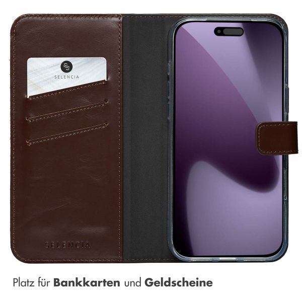 Selencia Echtleder Klapphülle Apple iPhone 17 Pro Max - Braun