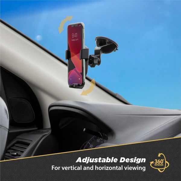 Scosche GravityDrop 3-in-1 Handyhalterung Auto - Universell - Armaturenbrett / Windschutzscheibe / Lüftungsgitter - Schwarz