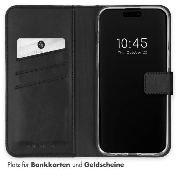 Selencia Echtleder Klapphülle Apple iPhone 15 Pro Max - Schwarz