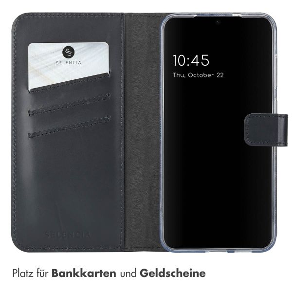 Selencia Echtleder Klapphülle Samsung Galaxy S25 Plus - Schwarz