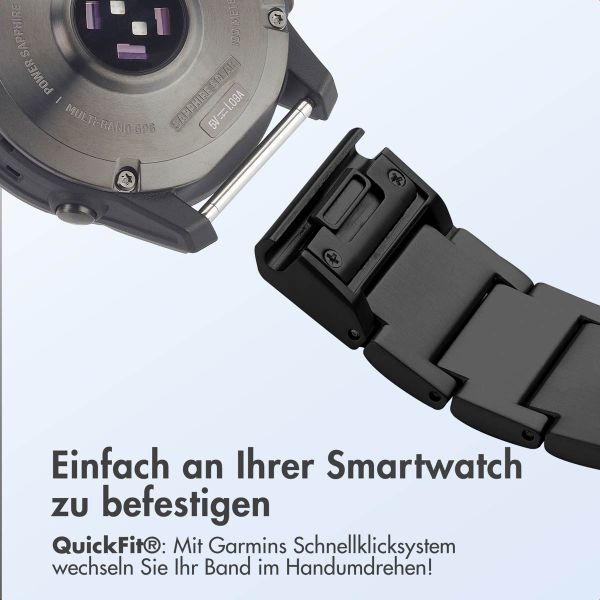 Accezz Mattes Titanstahlarmband -   Garmin 22 mm Anschluss - Schwarz