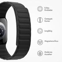 Accezz Magnetisches Echtlederarmband für Apple Watch | 44/45/46/49 mm - Schwarz