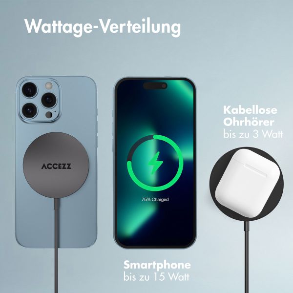 Accezz Wireless Charger USB-C - Drahtloses MagSafe- und Qi2-Ladegerät - 1 Meter - Schwarz