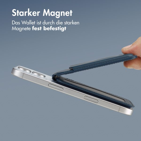 Accezz Leder-Wallet mit Standfunktion - Geeignet für MagSafe und Qi2 - Nightfall Blue