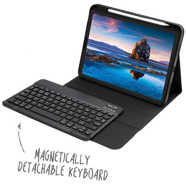 Accezz Bluetooth Keyboard Klapphülle Apple iPad 11 (2025) 11 Zoll A16 / iPad 10 (2022) 10.9 Zoll - AZERTY / FR - Schwarz