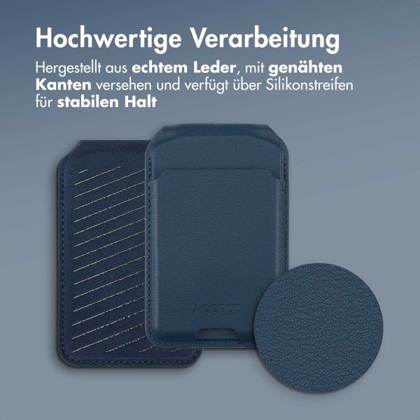 Accezz Leder-Wallet mit Standfunktion - Geeignet für MagSafe und Qi2 - Nightfall Blue