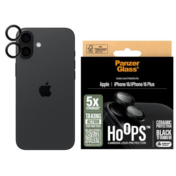 PanzerGlass Hoops Ceramic Kameralinsenschutz Apple iPhone 16 / 16 Plus - Transparent