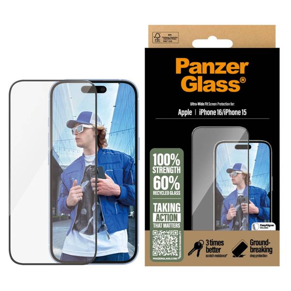 PanzerGlass Ultra-Wide Fit Antibakterieller Displayschutz Apple iPhone 16