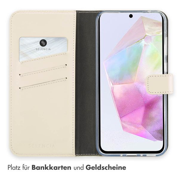 Selencia Echtleder Klapphülle Samsung Galaxy A35 - Greige
