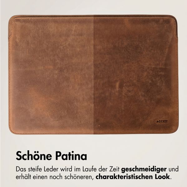 Accezz Leder Laptop Hülle 13 Zoll - Laptop Sleeve - Cognac