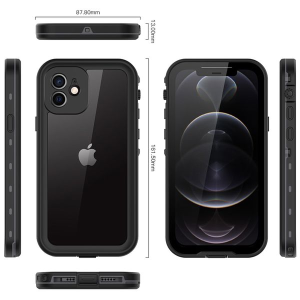 Redpepper Dot Waterproof Case Apple iPhone 12 (Pro) - Schwarz