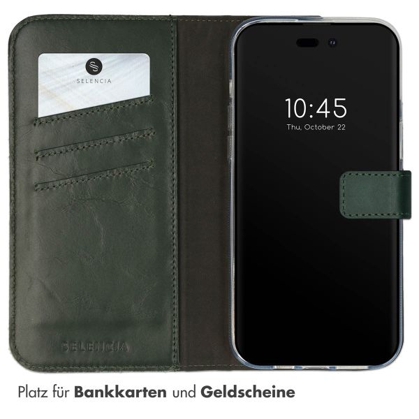 Selencia Echtleder Klapphülle Apple iPhone 14 Pro Max - Grün