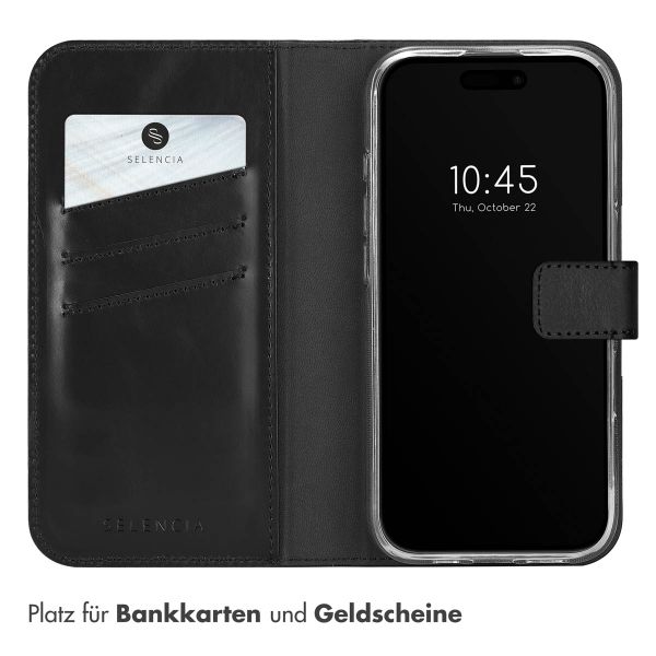 Selencia Echtleder Klapphülle Apple iPhone 16 Pro - Schwarz