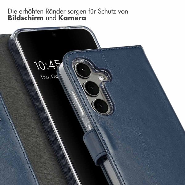 Selencia Echtleder Klapphülle Samsung Galaxy S25 Plus - Blau