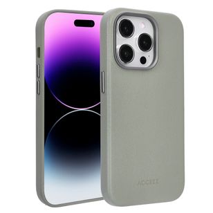 Accezz MagSafe Leather Backcover Apple iPhone 14 Pro - Light Grey