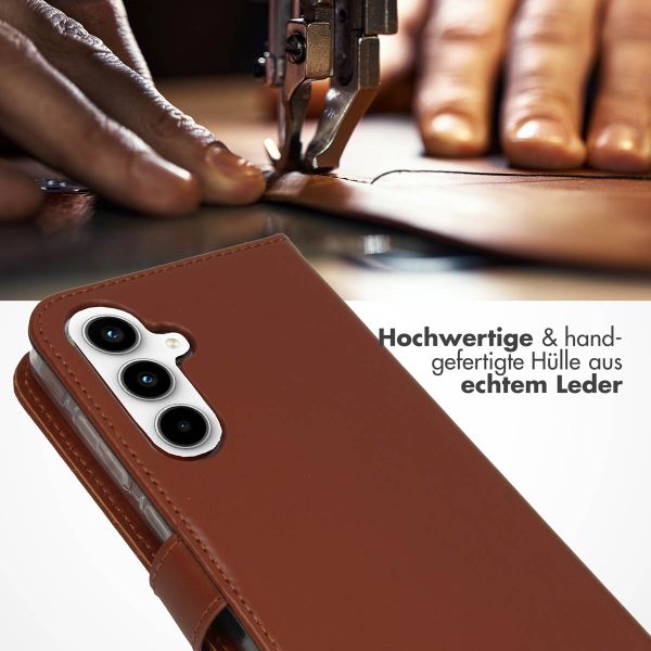 Selencia Echtleder Klapphülle Samsung Galaxy A55 - Hellbraun