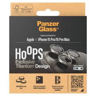 PanzerGlass Kameraprotektor Hoops Optic Rings für das Apple iPhone 15 Pro / 15 Pro Max - Natural Titanium