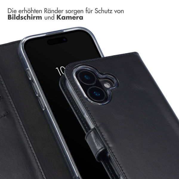 Selencia Echtleder Klapphülle Apple iPhone 16 Plus - Schwarz