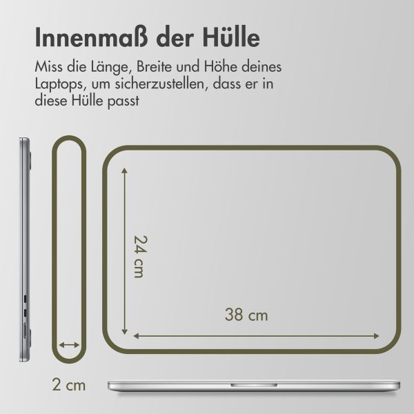 Accezz Laptop Hülle 15-16 Zoll - Laptop Sleeve - Dunkelgrün