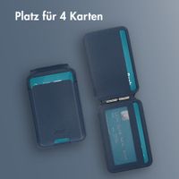Accezz Magnetische Leder-Wallet mit Standfunktion - Geeignet für Apple Find My - Nightfall Blue