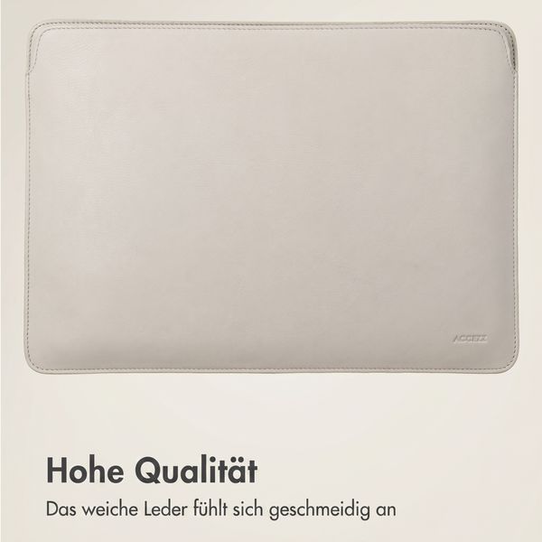 Accezz Leder Laptop Hülle 16 Zoll - Laptop Sleeve - Beige