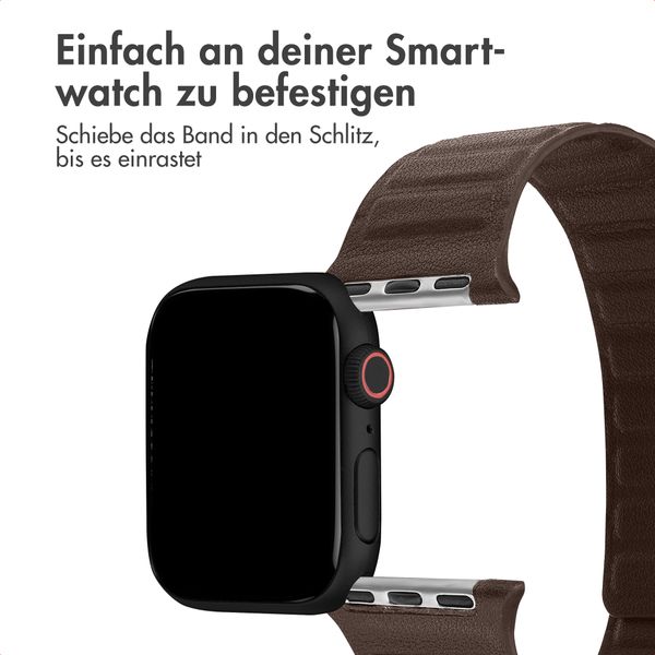 Accezz Magnetisches Echtlederarmband für Apple Watch | 38/40/41/42 mm - Chocolate Brown