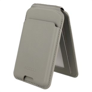 Accezz Magnetische Leder-Wallet mit Standfunktion - Geeignet für Apple Find My - Light Grey