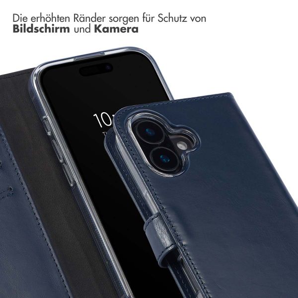 Selencia Echtleder Klapphülle Apple iPhone 16 Plus - Blau