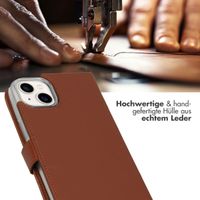 Selencia Echtleder Klapphülle Apple iPhone 14 Plus - Hellbraun
