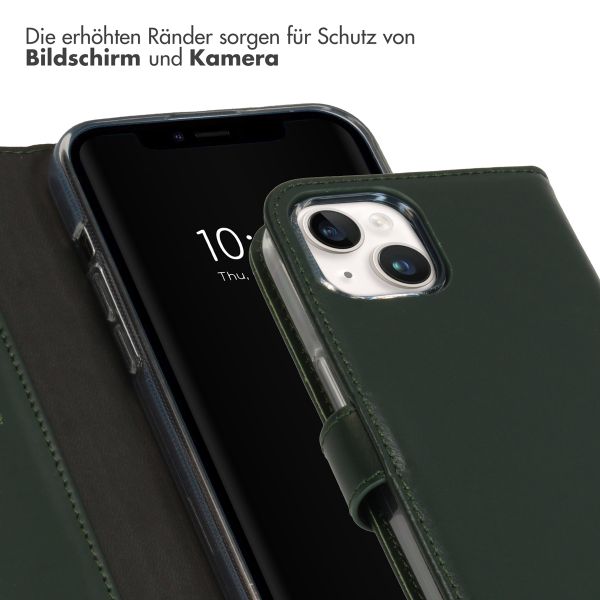 Selencia Echtleder Klapphülle Apple iPhone 15 Plus - Grün