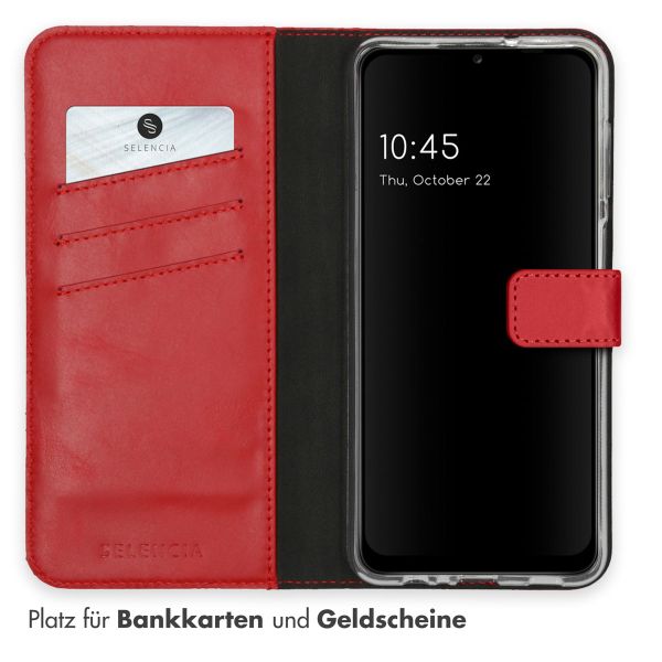 Selencia Echtleder Klapphülle Samsung Galaxy A12 - Rot