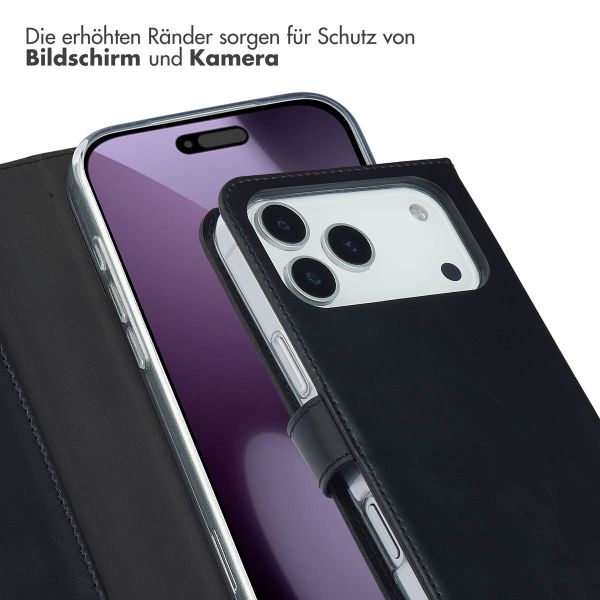 Selencia Echtleder Klapphülle Apple iPhone 17 Pro Max - Schwarz