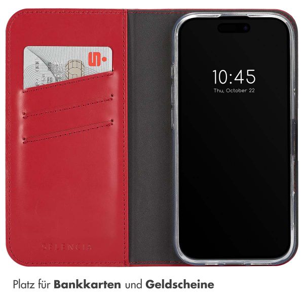 Selencia Echtleder Klapphülle Apple iPhone 16 Pro Max - Rot