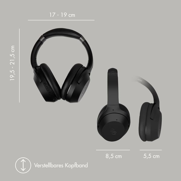 Selencia Urban Play Kabellose Kopfhörer - Aktive Geräuschunterdrückung - Mit Aufbewahrungstasche - Midnight Black