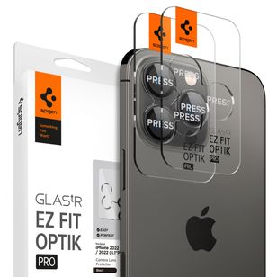Spigen Optik Pro EZ Fit Lens Protector - Kameralinsenschutz (2er-Pack) für das Apple iPhone 16 Pro (Max) / 15 Pro (Max) / 14 Pro (Max) - Black