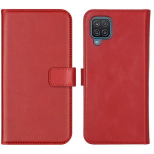 Selencia Echtleder Klapphülle Samsung Galaxy A12 - Rot