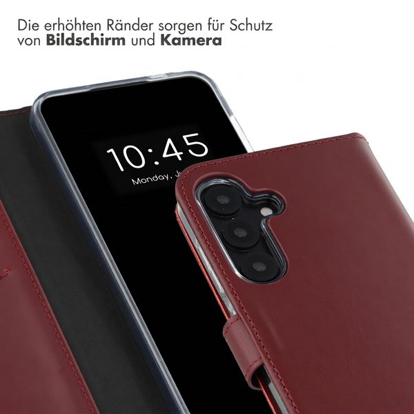 Selencia Echtleder Klapphülle Samsung Galaxy S25 - Burgundy
