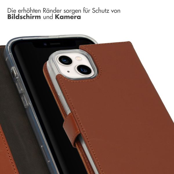 Selencia Echtleder Klapphülle Apple iPhone 14 Plus - Hellbraun
