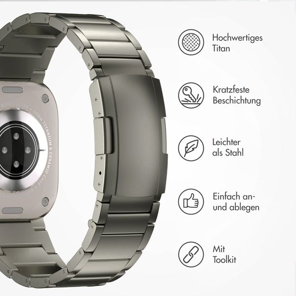 Accezz Mattes Titanstahlarmband für Apple Watch | 44/45/46/49 mm - Titanium