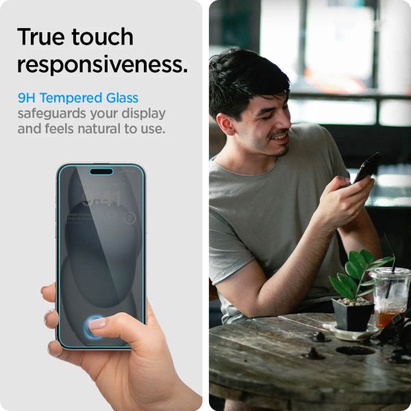 Spigen GLAStR Privacy EZ Fit Displayschutzfolie + Applicator - 2er-Pack Apple iPhone 16 Plus / 15 Plus