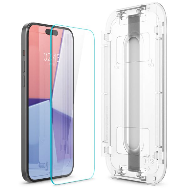 Spigen GLAStR Fit Displayschutzfolie 2er-Pack + Applicator Apple iPhone 16 / 15