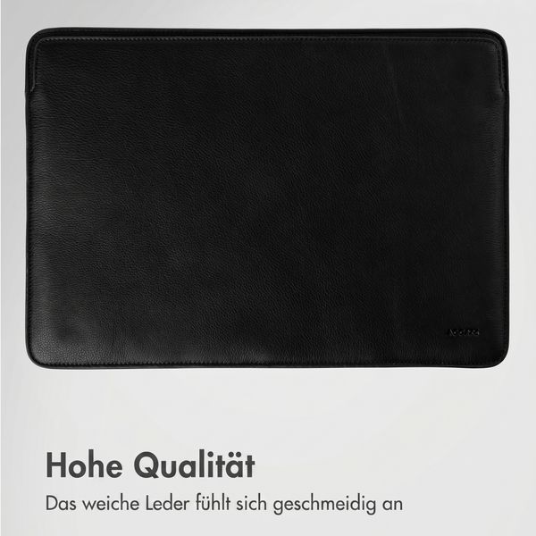 Accezz Leder Laptop Hülle 13 Zoll - Laptop Sleeve - Schwarz