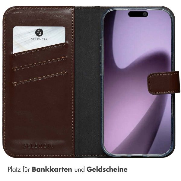 Selencia Echtleder Klapphülle Apple iPhone 17 - Braun