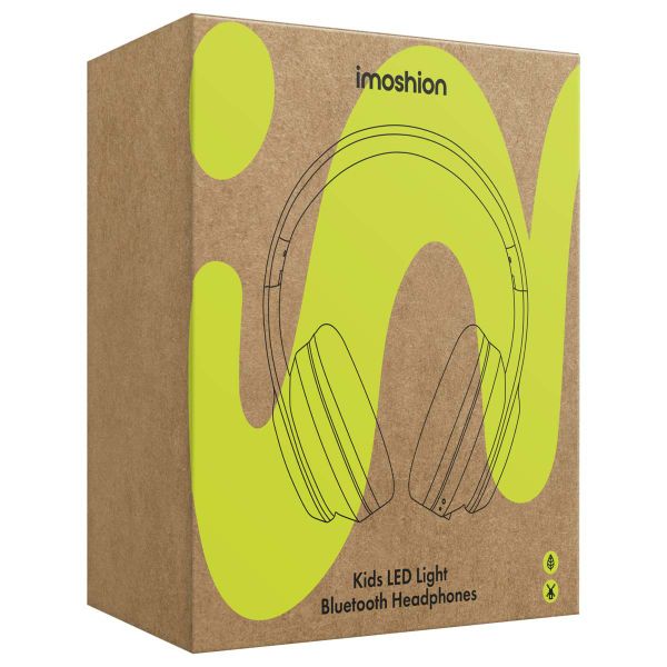 imoshion Kabellose Kinderkopfhörer LED Light - Dezibelbegrenzer - Mit AUX-Kabel - Hot Pink / Apricot Orange Crush
