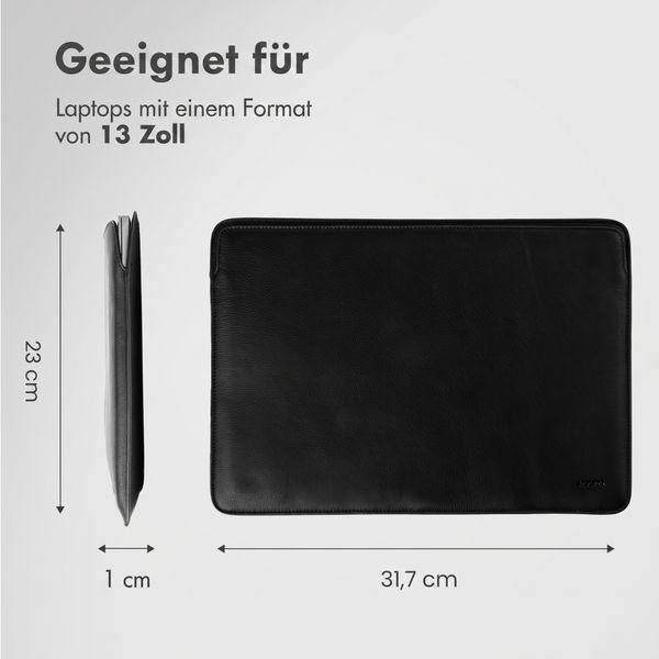 Accezz Leder Laptop Hülle 13 Zoll - Laptop Sleeve - Schwarz