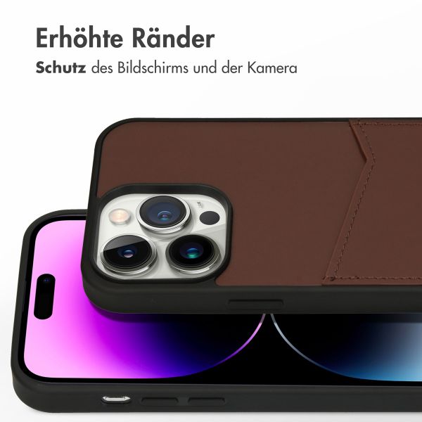 Accezz Premium Leather Card Slot Back Cover Apple iPhone 14 Pro Max - Braun