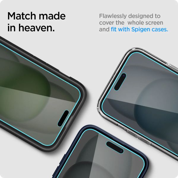 Spigen GLAStR Privacy EZ Fit Displayschutzfolie + Applicator - 2er-Pack Apple iPhone 16 Plus / 15 Plus